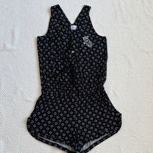 Concepts Sport White Sox Black Sleeveless Printed Romper with Elastic Waist Sz S